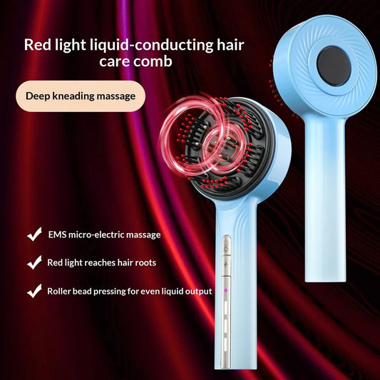 Hair Growth Comb Scalp Oil Delivery Massager With Red And Blue Light For Hair Loss Prevention And Hair Care